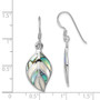 Sterling Silver Rhodium Polished Leaf MOP & Abalone Dangle Earrings