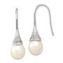 Sterling Silver Rhodium-plated 9-10mm Rice FWC Pearl CZ Dangle Earrings
