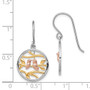 Sterling Silver Rhodium Rose & Gold-tone Birds on Branches Earrings