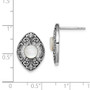 Sterling Silver Rhodium-plated Oxidized w/MOP & CZ Post Earrings