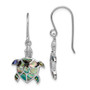 Sterling Silver Rhodium-plated Polished Abalone Turtle Dangle Earrings