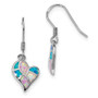 Sterling Silver Rhodium White/Pink/Blue Created Opal Heart Earrings