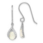 Sterling Silver Rhodium Plated CZ & Lab Created Opal Dangle Earrings