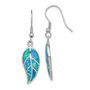 Sterling Silver Rhodium-plated Created Blue Opal Leaf Dangle Earrings