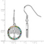 Sterling Silver Rhodium-plated Abalone Circle w/ Tree Dangle Earrings