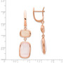 Sterling Silver Rose-tone Created Pink Cat's Eye Leverback Earrings