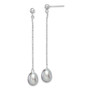 Sterling Silver 7-8mm FWC Grey Pearls Post Dangle Earrings