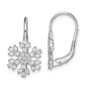 Sterling Silver Rhodium-plated CZ Snowflake Leverback Earrings