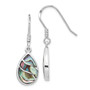 Sterling Silver Rhodium-plated Abalone Teardrop Dangle Earrings