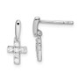 Sterling Silver Rhodium-plated Tiny CZ Cross Dangle Post Earrings