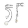 Sterling Silver Rhodium-plated CZ and FW Cultured Pearl Cuff Earrings