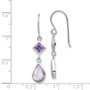 Sterling Silver Rhodium-plated Purple CZ and Purple MOP Dangle Earring