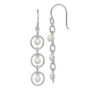 Sterling Silver Rhodium-plated FW Cultured Pearl & Circle Dangle Earrings