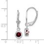 Sterling Silver Rhodium 5mm Round Garnet Leverback Earrings
