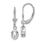 Sterling Silver Rhodium 6x4mm Oval CZ Leverback Earrings