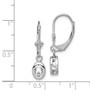Sterling Silver Rhodium 6x4mm Oval CZ Leverback Earrings