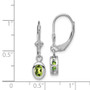 Sterling Silver Rhodium 6x4mm Oval Peridot Leverback Earrings