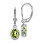 Sterling Silver Rhodium 8x6mm Oval Peridot Leverback Earrings