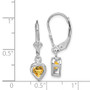 Sterling Silver Rhodium 5mm Heart Citrine Leverback Earrings