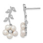 Sterling Silver Rhodium FW Cultured Pearl CZ Post Earrings