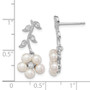 Sterling Silver Rhodium FW Cultured Pearl CZ Post Earrings