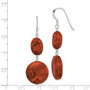 Sterling Silver Reconstituted Red Coral Dangle Earrings