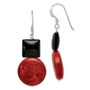 Sterling Silver Black Agate & Reconstituted Red Coral Earrings