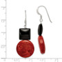 Sterling Silver Black Agate & Reconstituted Red Coral Earrings