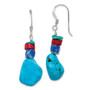 Sterling Silver Red Coral/Howlite/Lapis & Turquoise Dangle Earrings