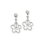 Sterling Silver CZ Flower Dangle Post Earrings