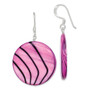 Sterling Silver Mother of Pearl Purple and Black Disc Earrings