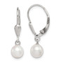 Sterling Silver 6-7mm White FW Cultured Pearl Leverback Earrings