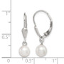 Sterling Silver 6-7mm White FW Cultured Pearl Leverback Earrings