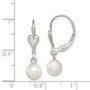 Sterling Silver 6-7mm White FW Cultured Pearl Leverback Earrings