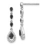 Sterling Silver RP Black and White Diamond Teardrop Post Dangle Earrings