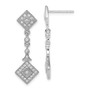 Sterling Silver Rhodium-plated CZ Pav Squares Dangle Post Earrings