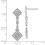 Sterling Silver Rhodium-plated CZ Pav Squares Dangle Post Earrings