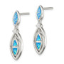 Sterling Silver CZ Blue Inlay Created Opal Marquise Earrings
