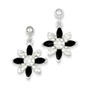 Sterling Silver/CZ/Stellux Crystal Flower Post Dangle Earrings