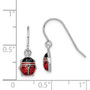 Sterling Silver Rhodium Enameled Ladybug Dangle Earrings