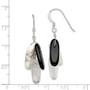 Sterling Silver Black Agate White Howlite & Rock Quartz Earrings