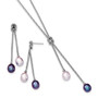Sterling Silver Rhodium-plated FWC Pearl Knot 18in. Necklace & Earring Set