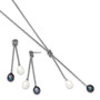 Sterling Silver Rhodium-plated FWC Pearl Knot 18 in. Neck & Earring Set