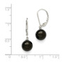 Sterling S Majestik Rh-pl 8-9mm Blk Imitat Shell Pearl Leverback Earrings