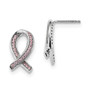 SS Rhodium-Plated CZ Brilliant Embers Awareness Ribbon Earrings