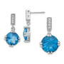 Sterling Silver Rhodium-plated Blue & Clear CZ Pendant & Earring Set