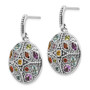 Sterling Silver w/14k Antiqued Multi Gemstone Post Dangle Earrings