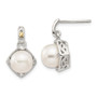 Sterling Silver w/14k FW Cultured Pearl Diamond Post Earrings