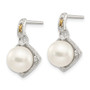 Sterling Silver w/14k FW Cultured Pearl Diamond Post Earrings