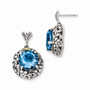 Sterling Silver w/14k Blue Topaz Post Dangle Earrings